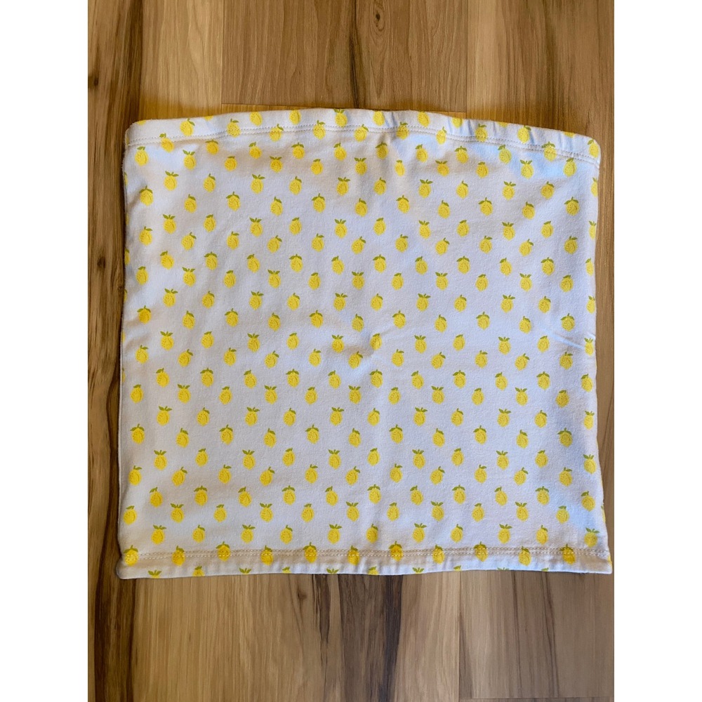 American Eagle Womens Lemon Print Tube Top White Yellow Strapless Crop M